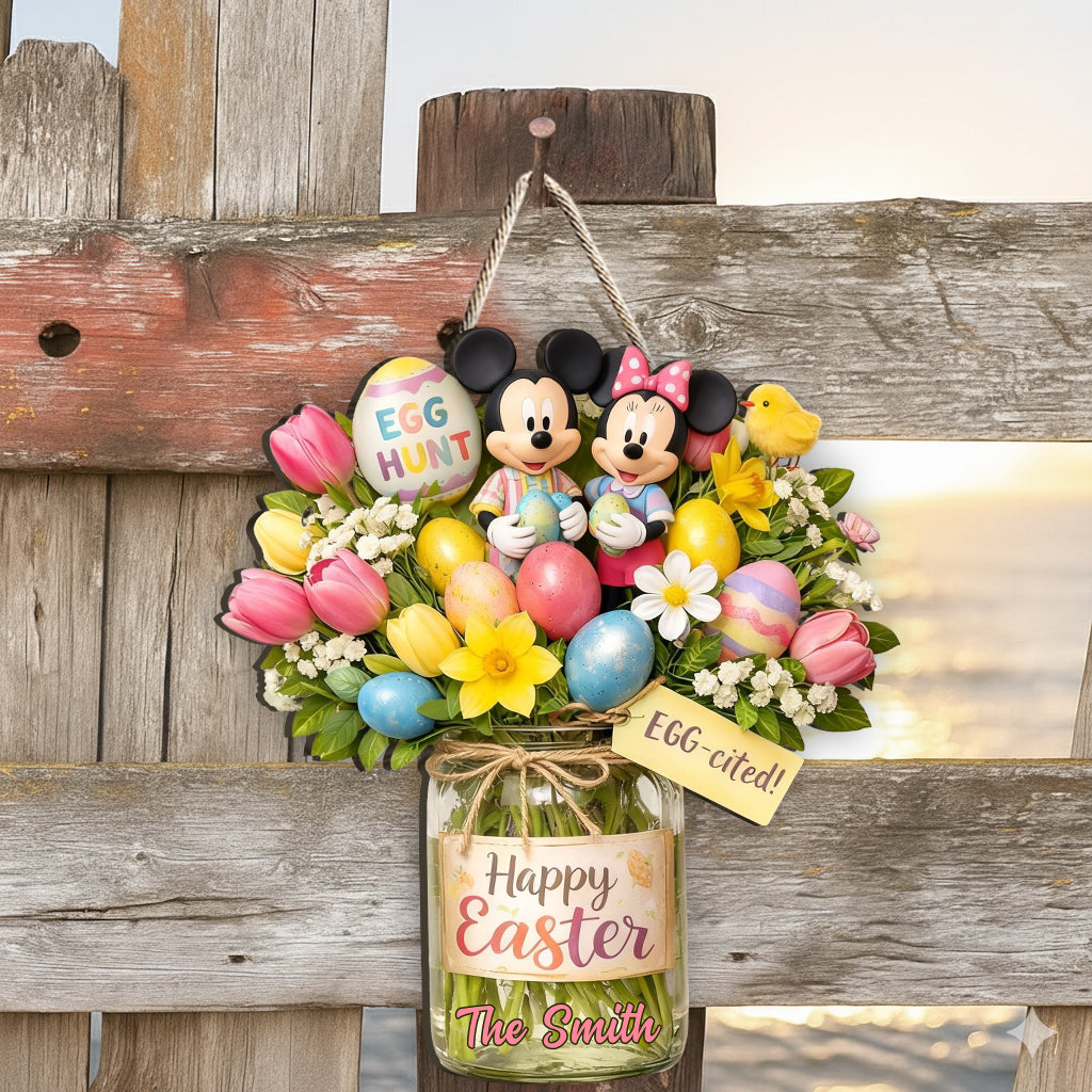 Personalized Easter Home Décor Custom Mouse Shaped Wood Sign Wood Sign GradoCreations