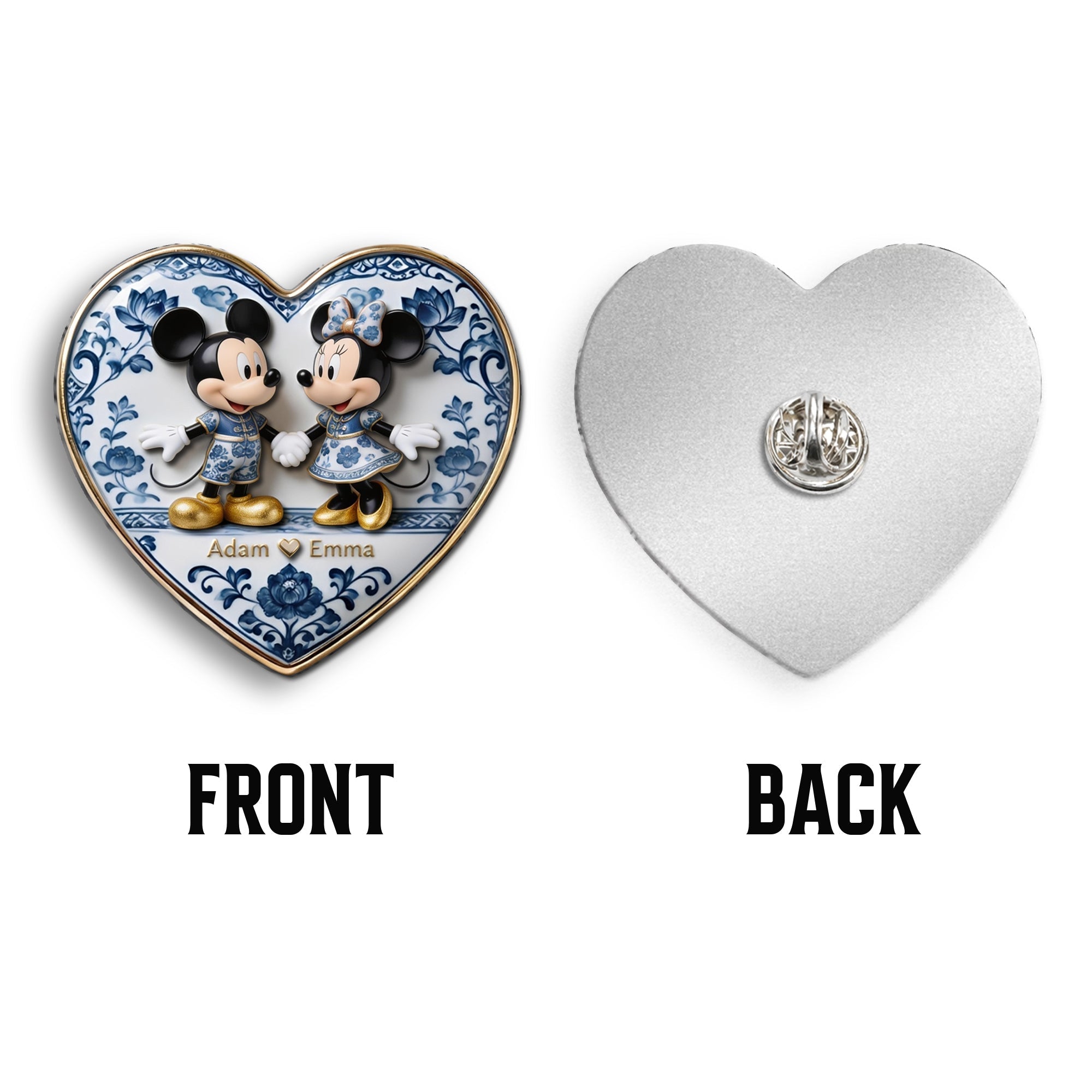 Personalized 3D Embossed Enamel Pin Custom Couple Gift 3D Embossed Enamel Pin GradoCreations