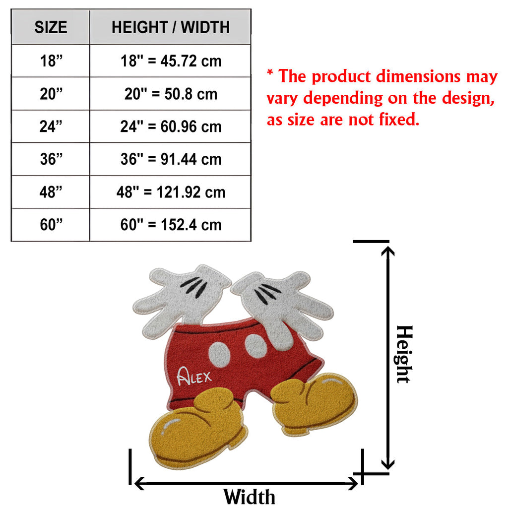 Personalized Mickey Mouse Non-Slip Tufted Rug Custom Name Gift for Kids Non-Slip Tufted Rug GradoCreations