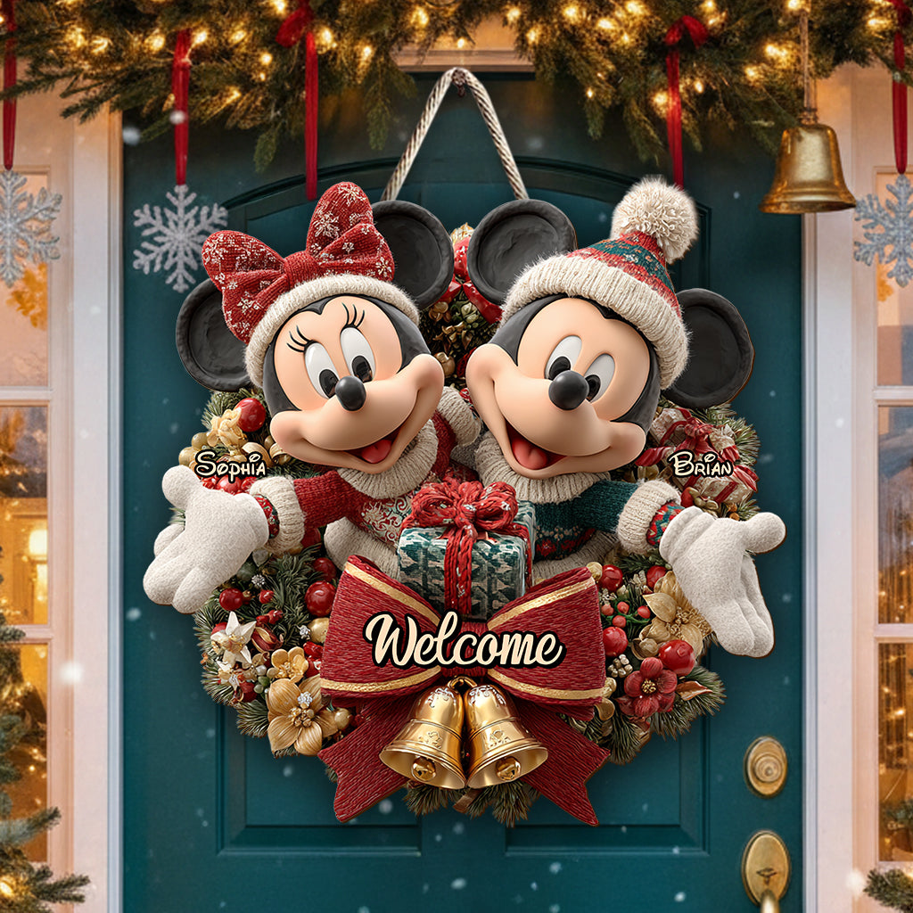 Personalized Mickey Minnie Welcome Sign Custom Wood Decor Gift Wood Sign GradoCreations