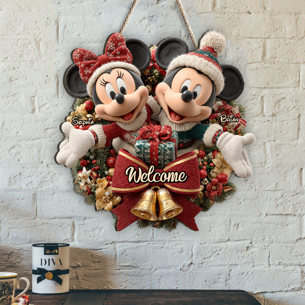 Personalized Mickey Minnie Welcome Sign Custom Wood Decor Gift Wood Sign GradoCreations