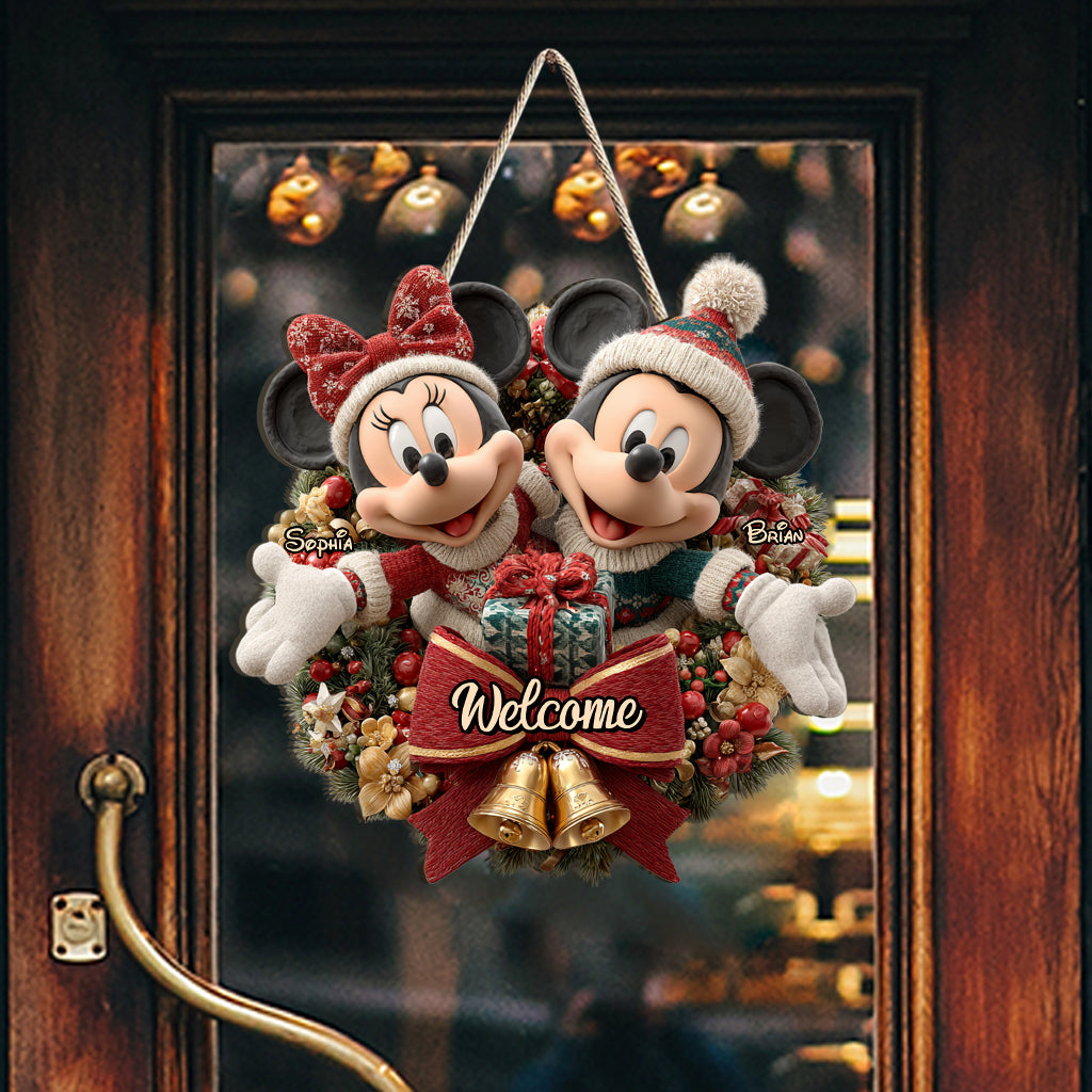 Personalized Mickey Minnie Welcome Sign Custom Wood Decor Gift Wood Sign GradoCreations