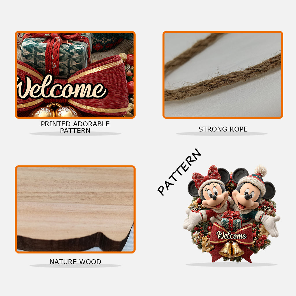 Personalized Mickey Minnie Welcome Sign Custom Wood Decor Gift Wood Sign GradoCreations