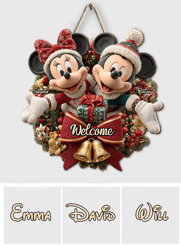Personalized Mickey Minnie Welcome Sign Custom Wood Decor Gift Wood Sign GradoCreations