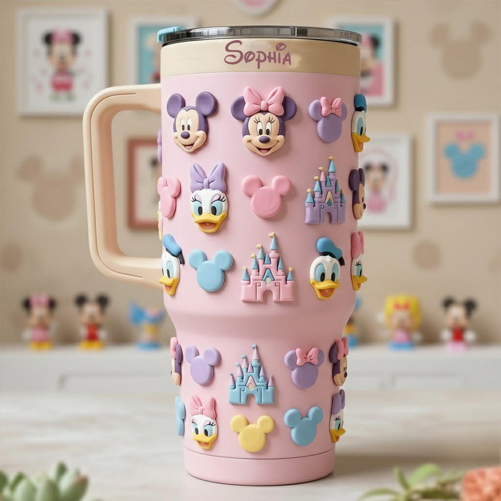 Personalized 3D Mouse Tumbler with Handle Custom Design Gift Tumbler With Handle GradoCreations