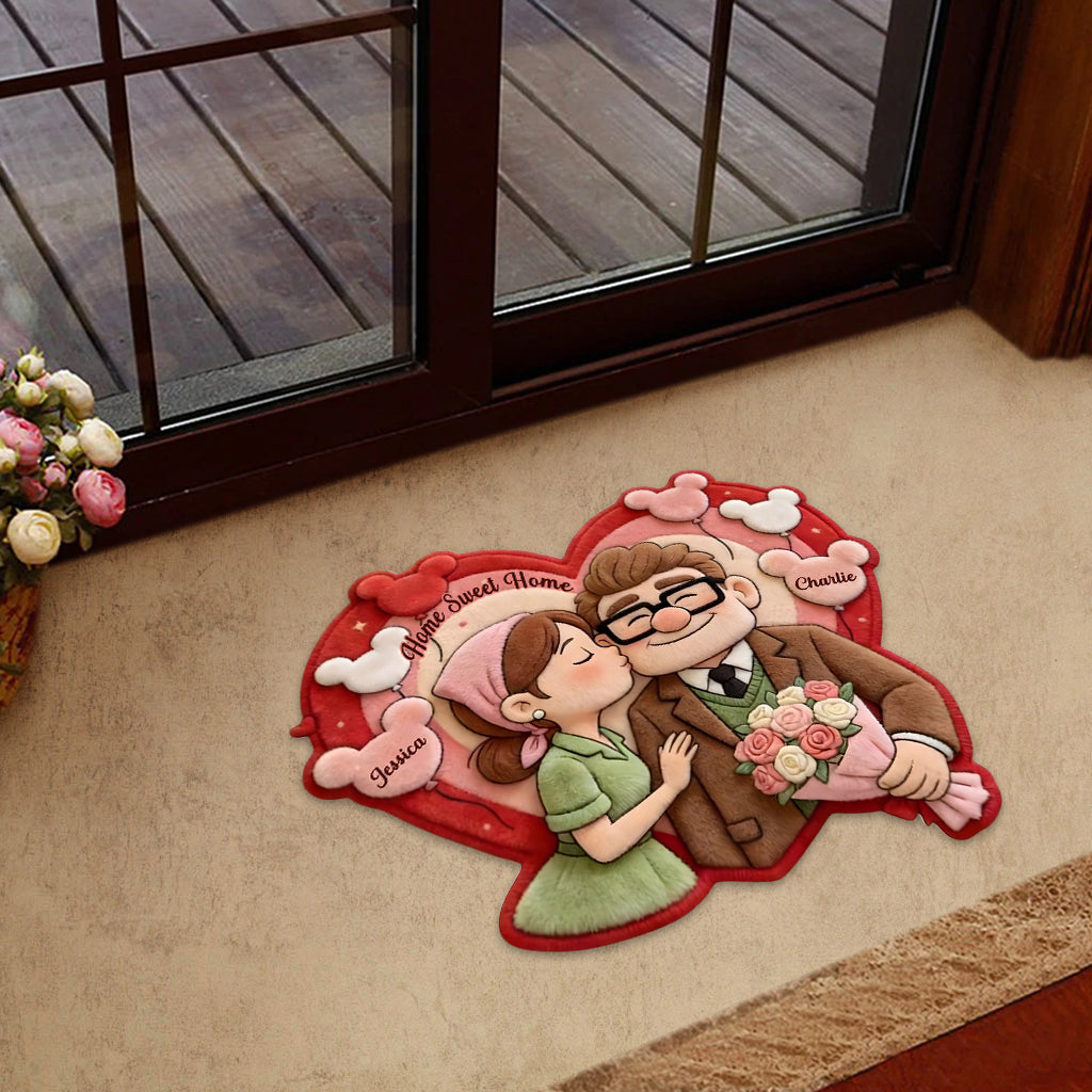 Personalized Up Movie Couple Shaped Doormat Home Sweet Home Gift Shaped Doormat GradoCreations