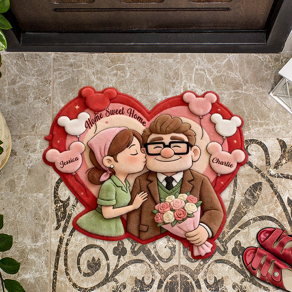 Personalized Up Movie Couple Shaped Doormat Home Sweet Home Gift Shaped Doormat GradoCreations
