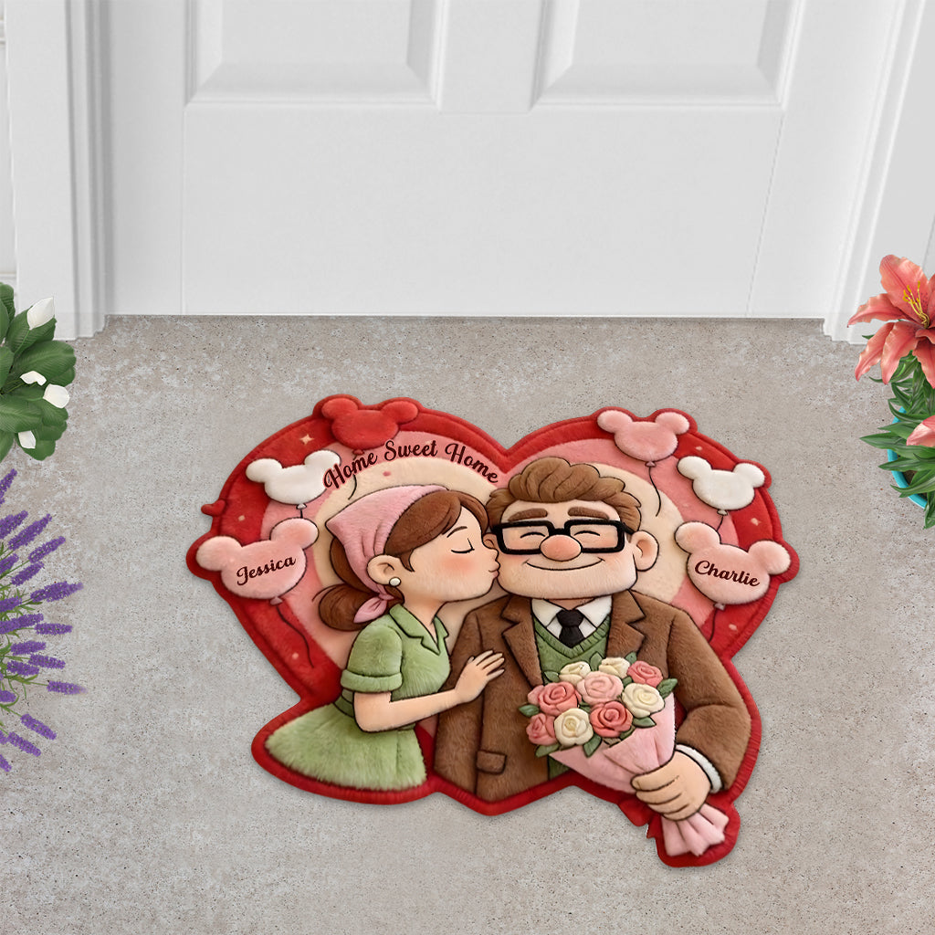 Personalized Up Movie Couple Shaped Doormat Home Sweet Home Gift Shaped Doormat GradoCreations