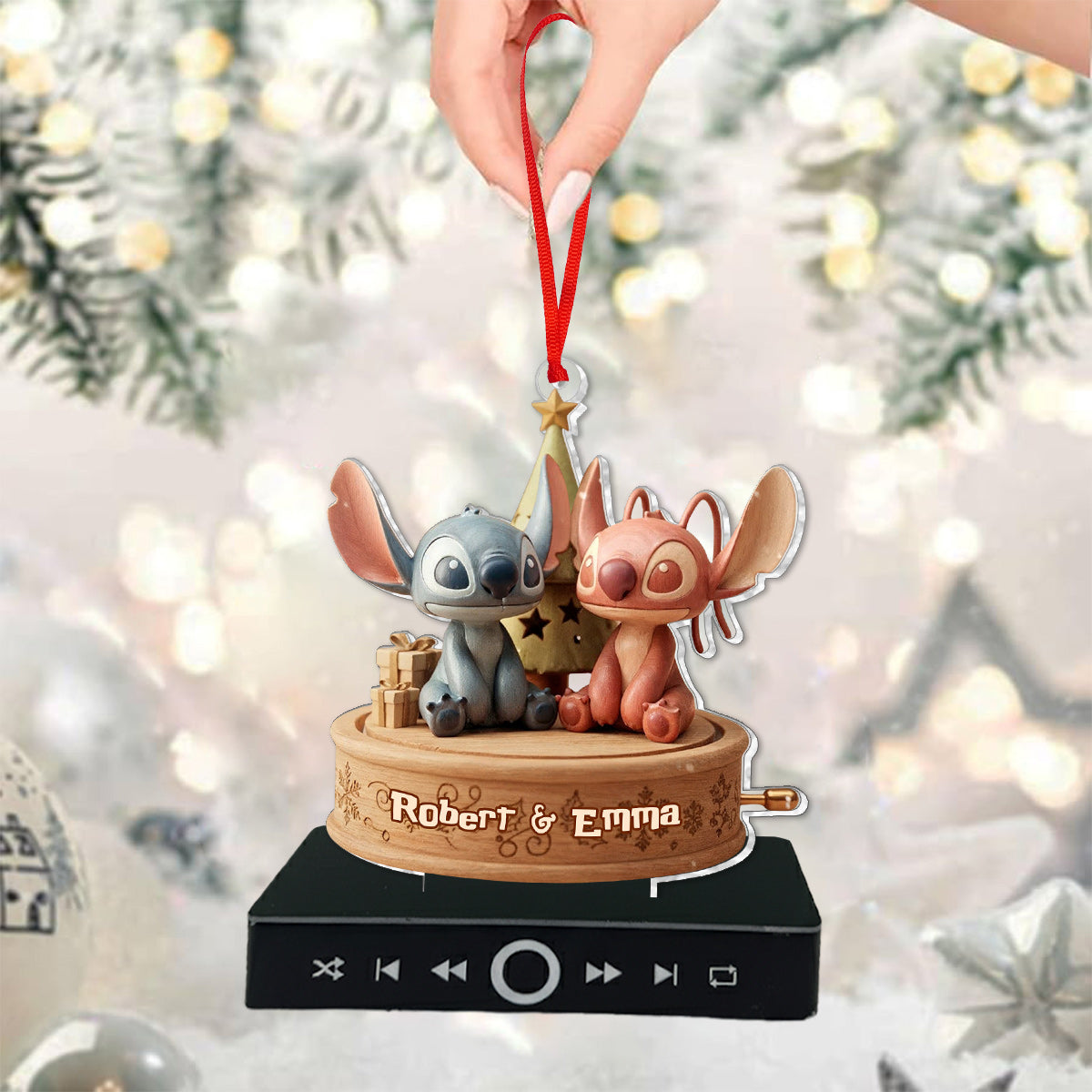 Personalized Ohana Music Ornament Custom Sound Gift for Christmas Music Ornament GradoCreations
