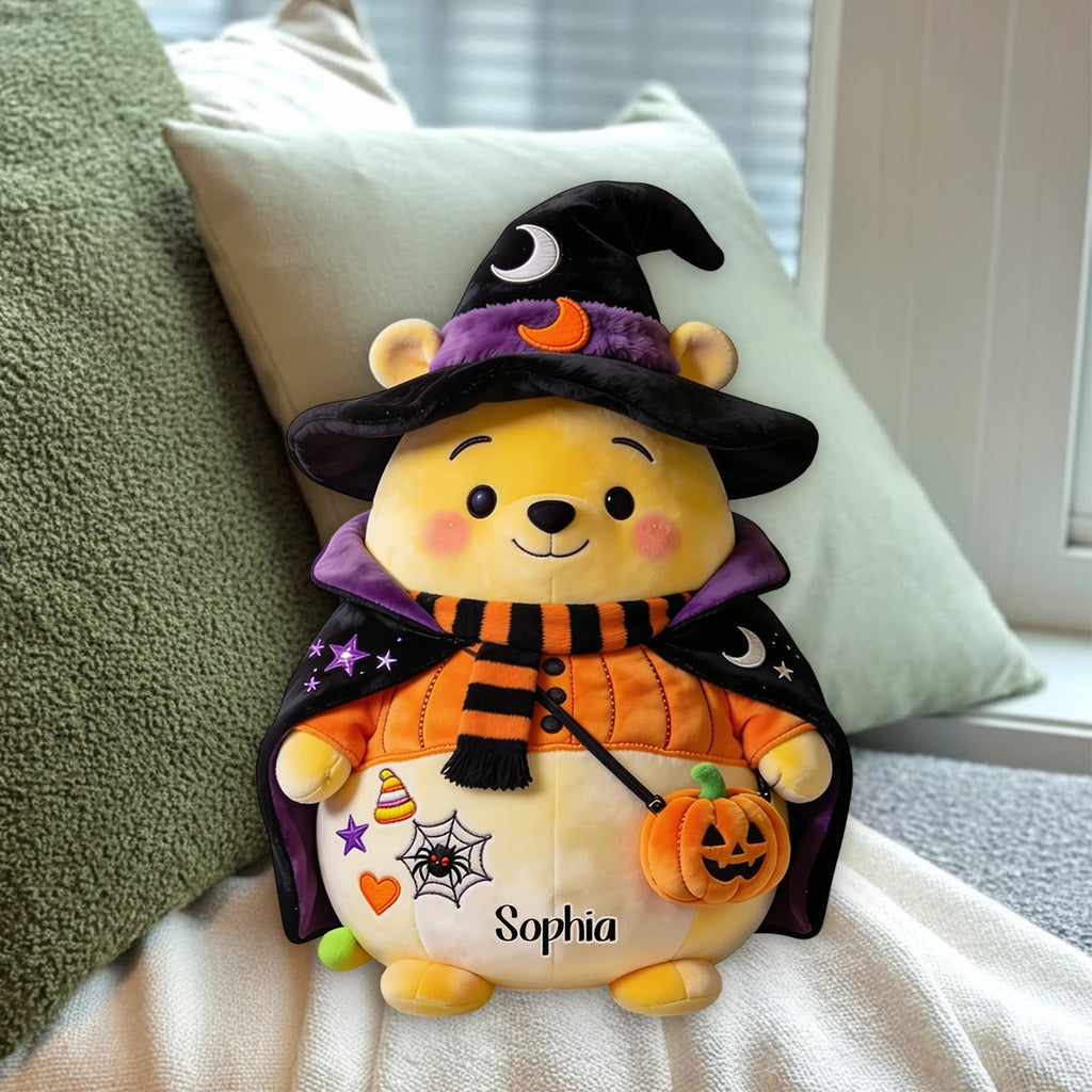Personalized Yellow Bear Faux Fur Pillow Halloween Gift Premium Faux Fur Pillow GradoCreations