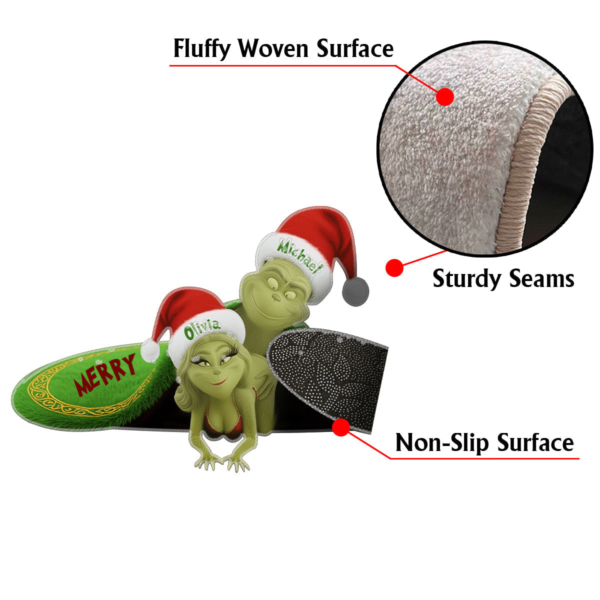 Personalized Non-Slip Tufted Rug Grinchmas Gift for Couple Non-Slip Tufted Rug GradoCreations