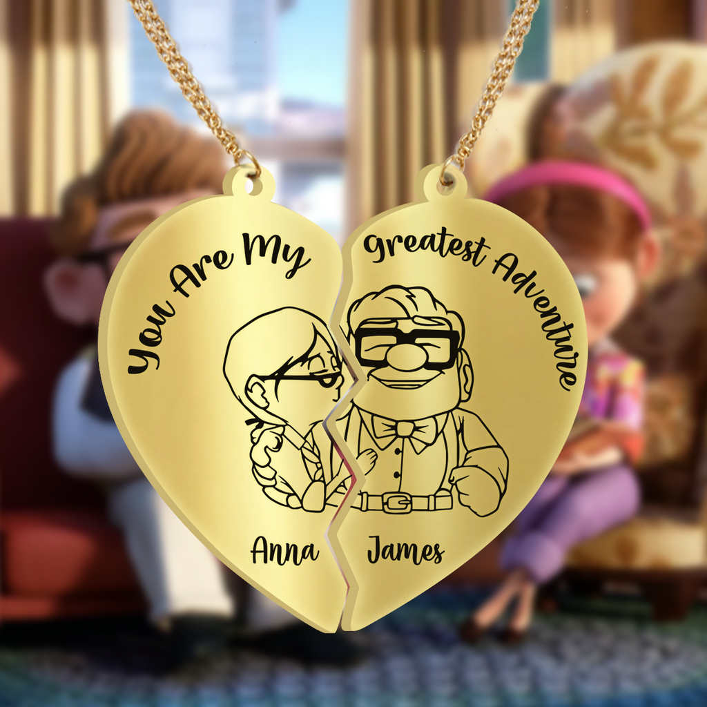 Personalized Matching Pendant Necklace for Couples | You Are My Greatest Adventure Matching Pendant Necklace GradoCreations