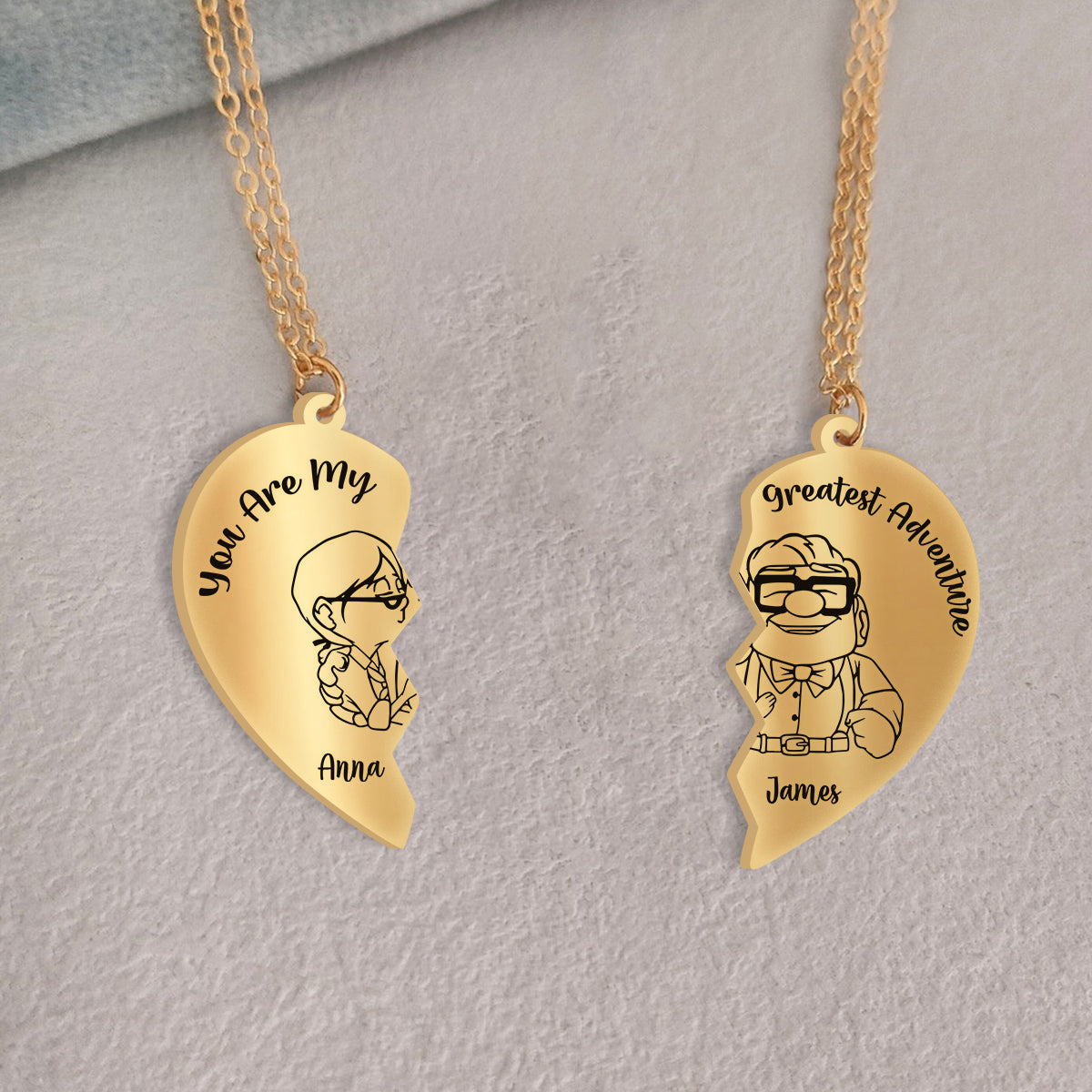 Personalized Matching Pendant Necklace for Couples | You Are My Greatest Adventure Matching Pendant Necklace GradoCreations
