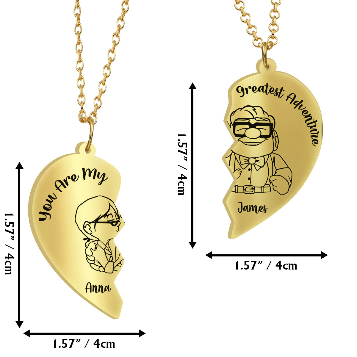 Personalized Matching Pendant Necklace for Couples | You Are My Greatest Adventure Matching Pendant Necklace GradoCreations