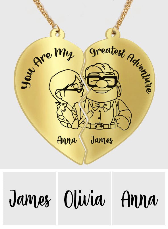 Personalized Matching Pendant Necklace for Couples | You Are My Greatest Adventure Matching Pendant Necklace GradoCreations