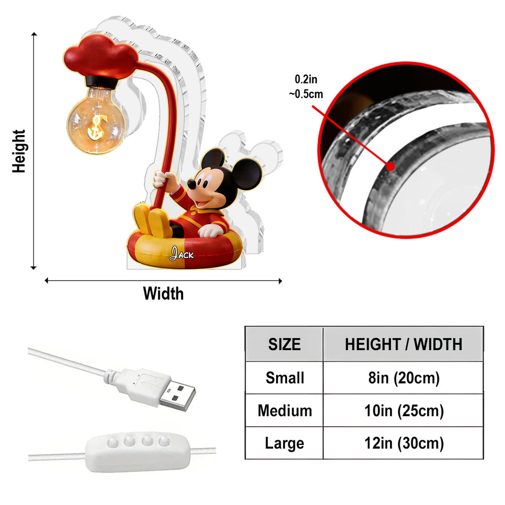 Personalized Mickey Mouse Acrylic LED Night Light Custom Gift Acrylic LED Night Light GradoCreations