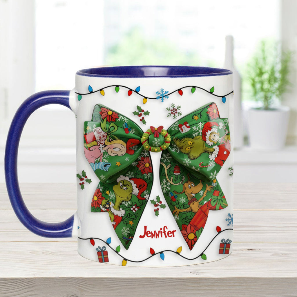 Personalized Christmas Accent Mug with Grinch Design & Name Accent Mug GradoCreations