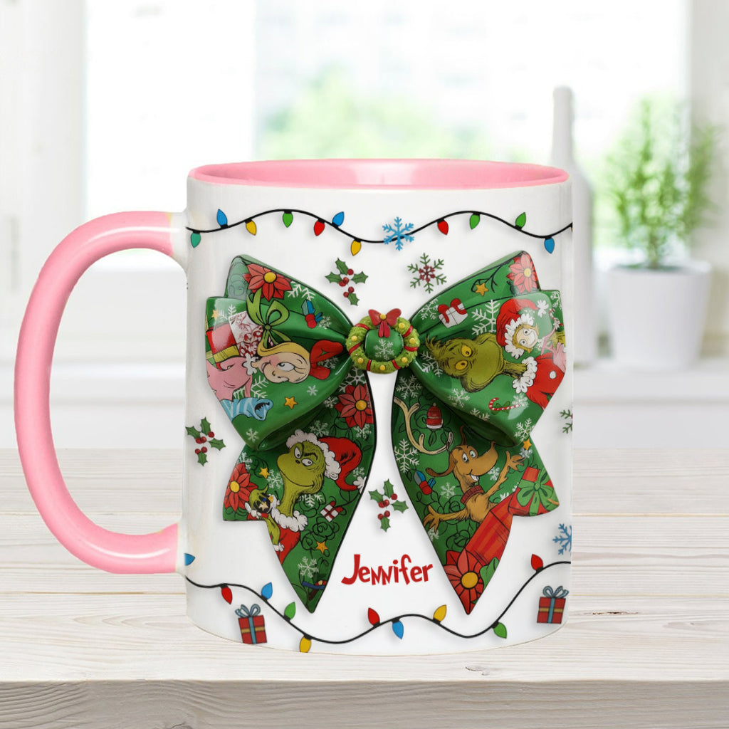 Personalized Christmas Accent Mug with Grinch Design & Name Accent Mug GradoCreations