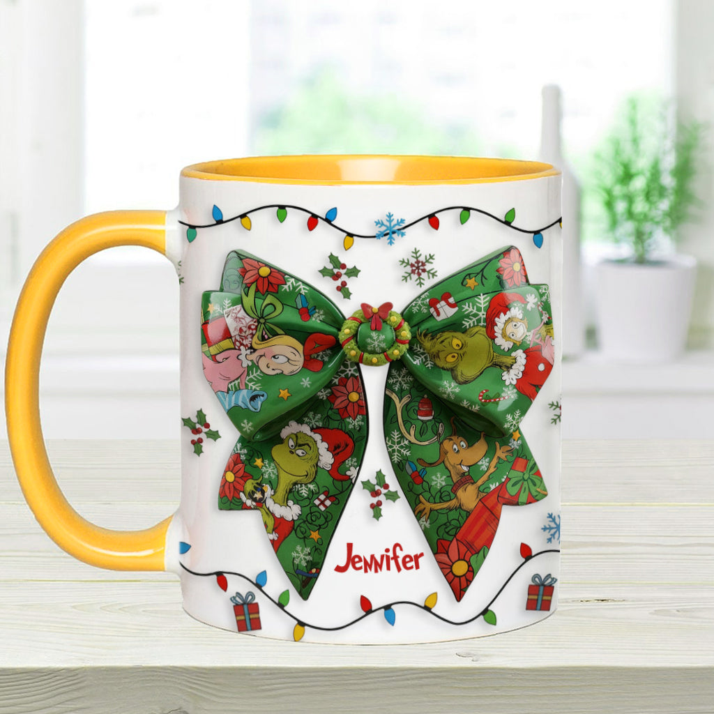 Personalized Christmas Accent Mug with Grinch Design & Name Accent Mug GradoCreations