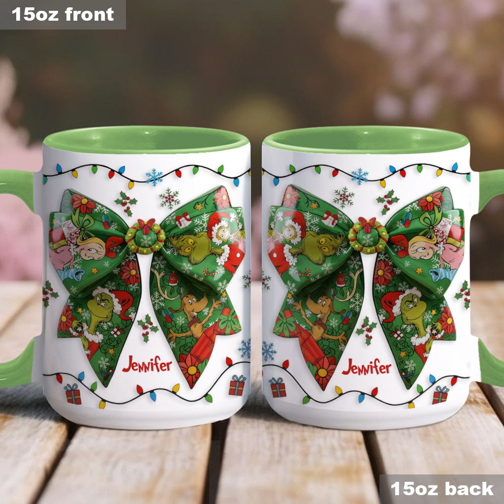 Personalized Christmas Accent Mug with Grinch Design & Name Accent Mug GradoCreations
