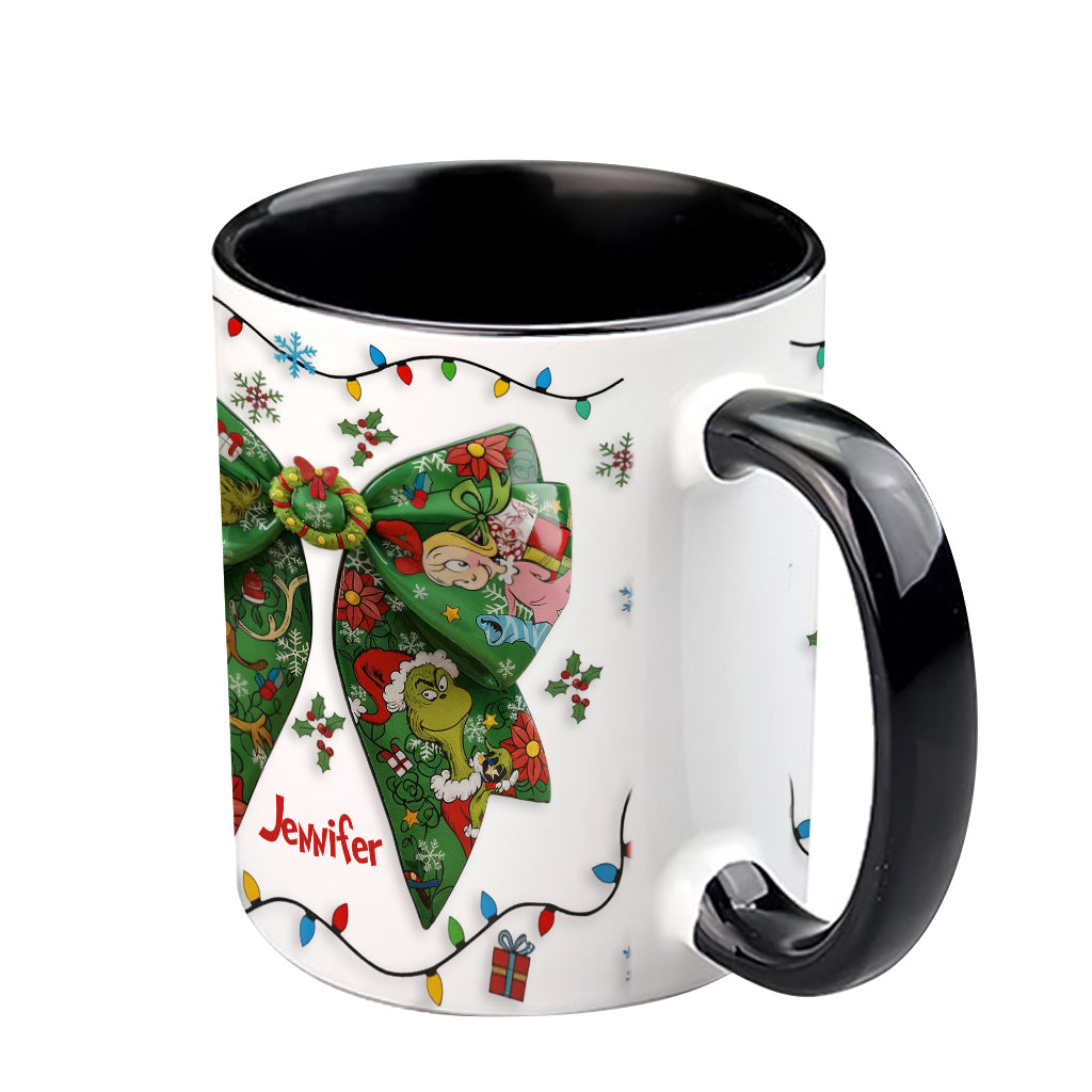 Personalized Christmas Accent Mug with Grinch Design & Name Accent Mug GradoCreations