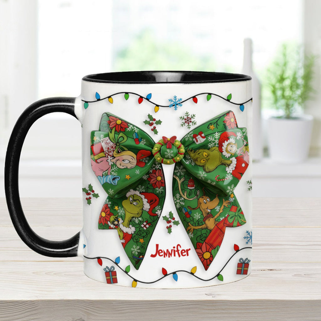 Personalized Christmas Accent Mug with Grinch Design & Name Accent Mug GradoCreations