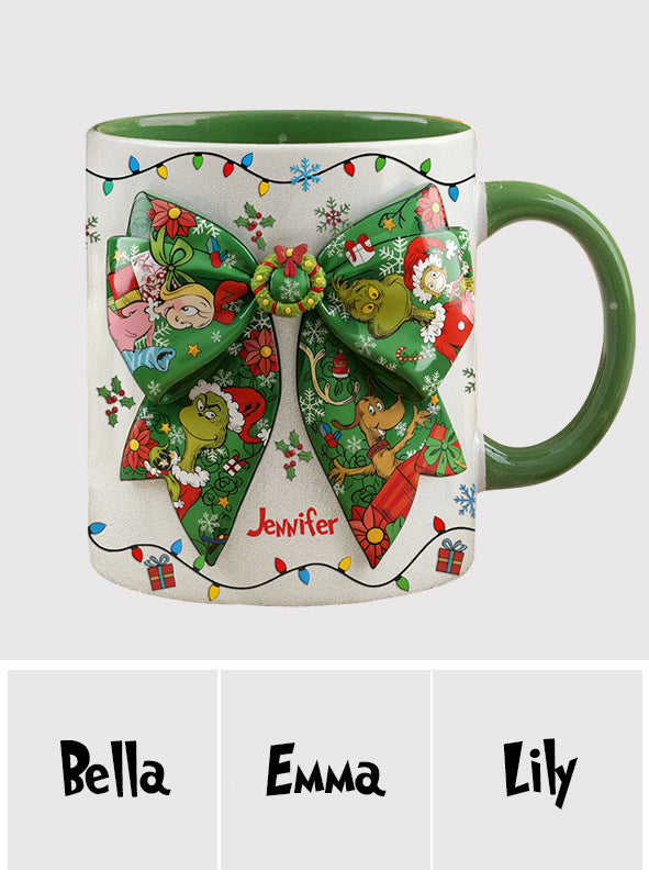 Personalized Christmas Accent Mug with Grinch Design & Name Accent Mug GradoCreations