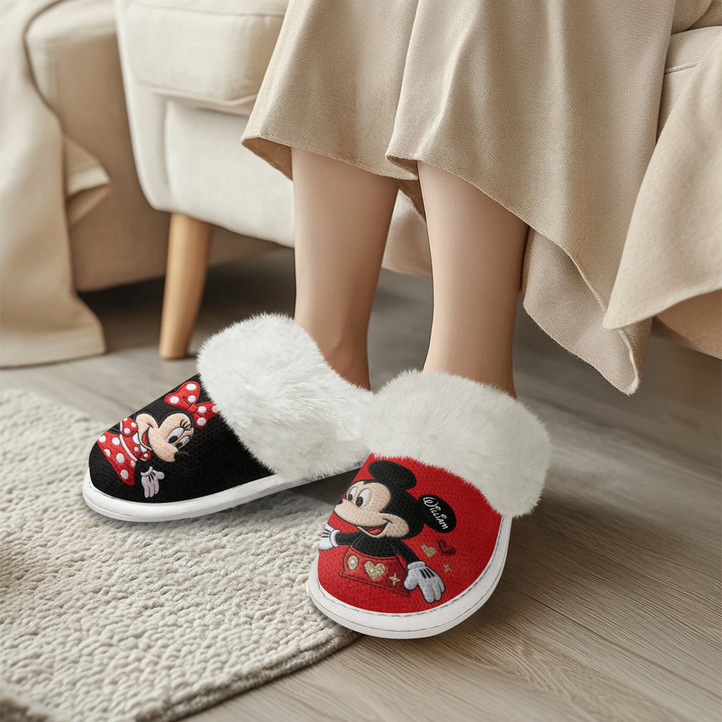 Personalized Mickey and Minnie Slippers Custom Names Cozy Gift for Couples Slippers GradoCreations