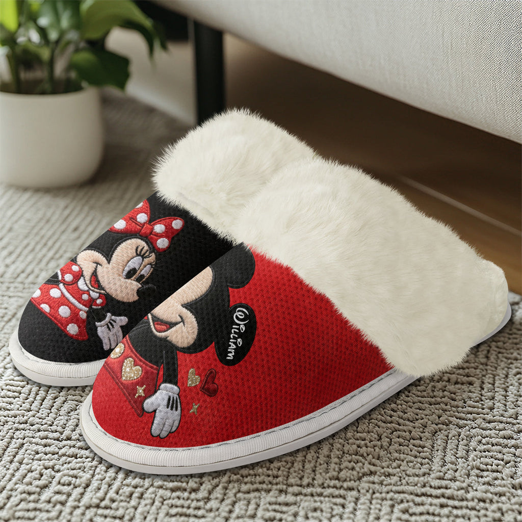 Personalized Mickey and Minnie Slippers Custom Names Cozy Gift for Couples Slippers GradoCreations