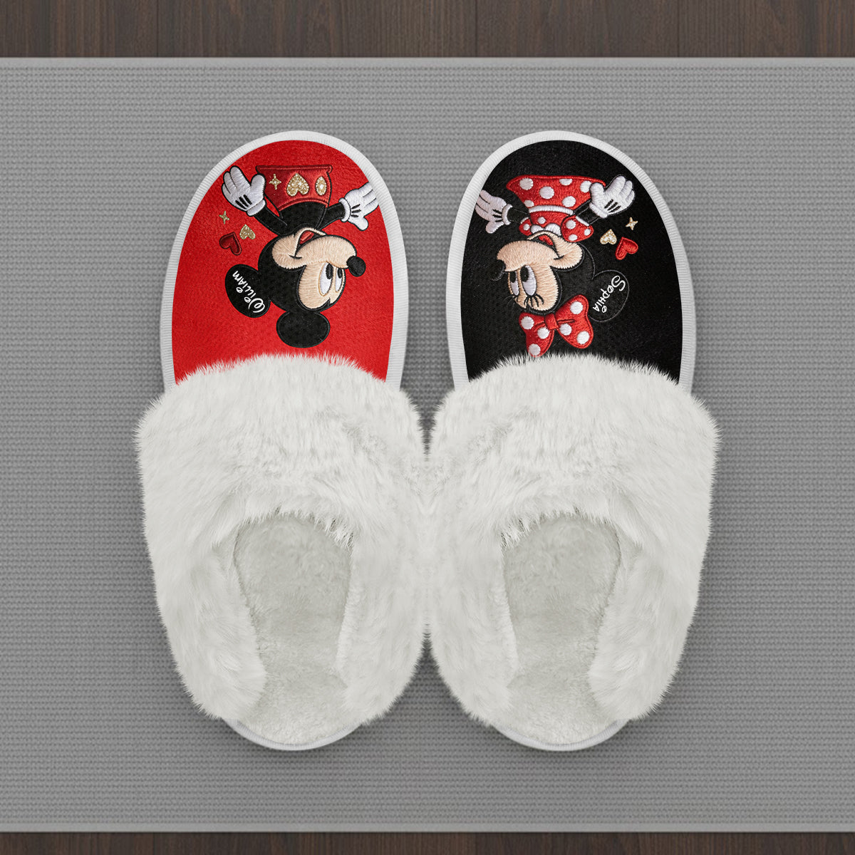Personalized Mouse Slippers with Fur Lining Gift for Kids Slippers With Fur Lining GradoCreations