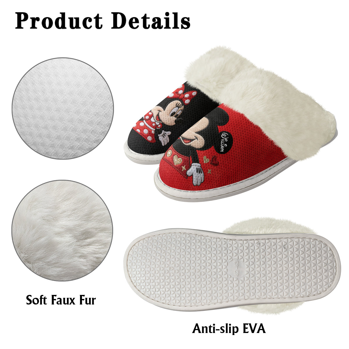 Personalized Mouse Slippers with Fur Lining Gift for Kids Slippers With Fur Lining GradoCreations