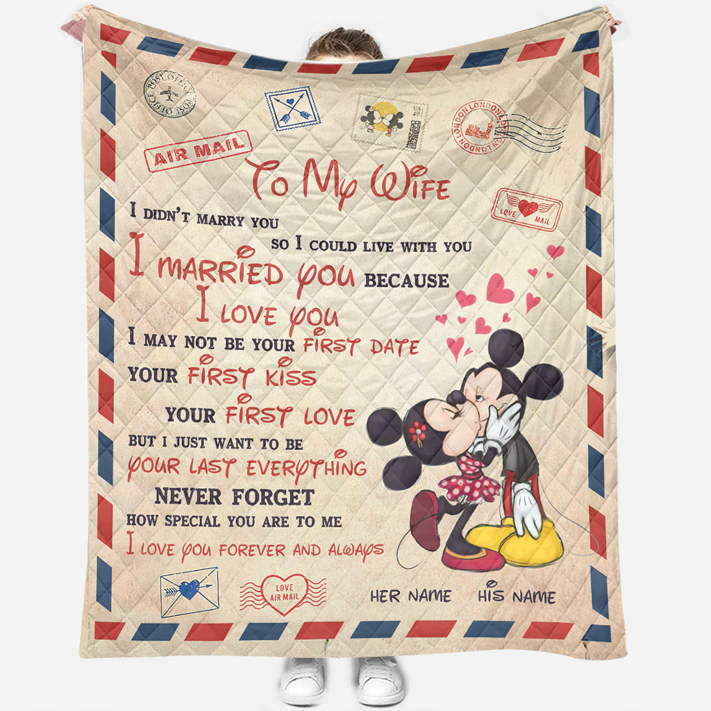 Personalized Mouse Quilt for Wife - Romantic Gift Idea Quilt GradoCreations
