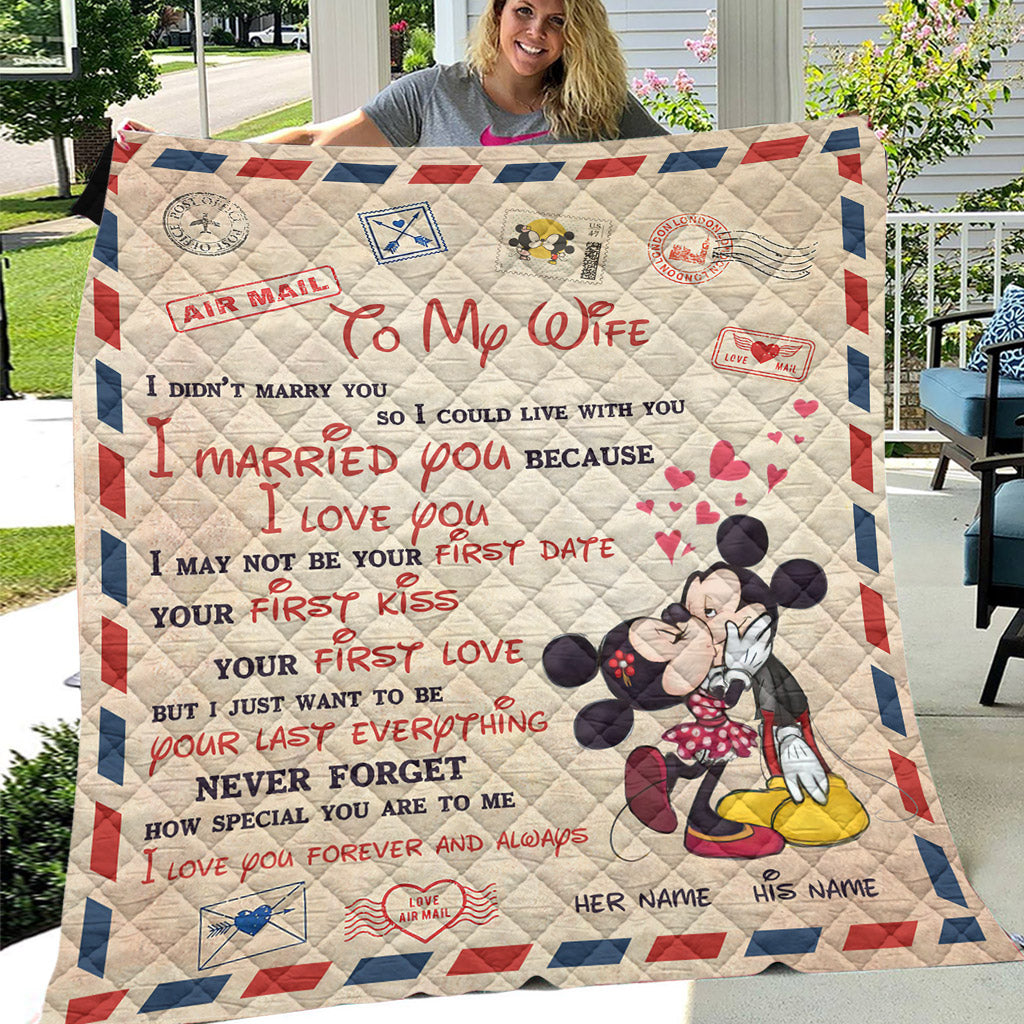 Personalized Mouse Quilt for Wife - Romantic Gift Idea Quilt GradoCreations