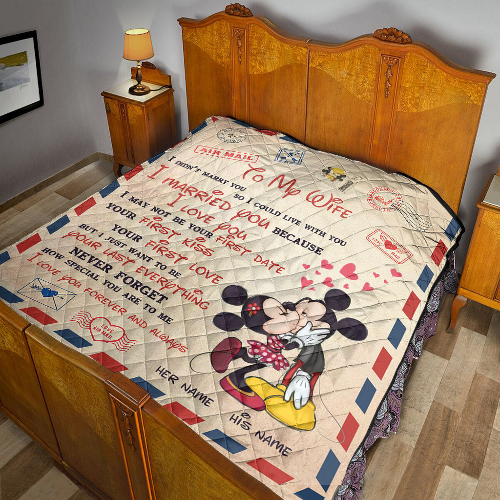 Personalized Mouse Quilt for Wife - Romantic Gift Idea Quilt GradoCreations