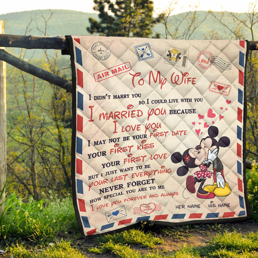 Personalized Mouse Quilt for Wife - Romantic Gift Idea Quilt GradoCreations