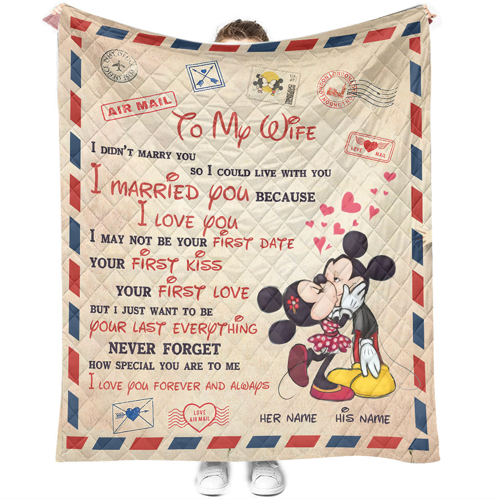 Personalized Mouse Quilt for Wife - Romantic Gift Idea Quilt GradoCreations