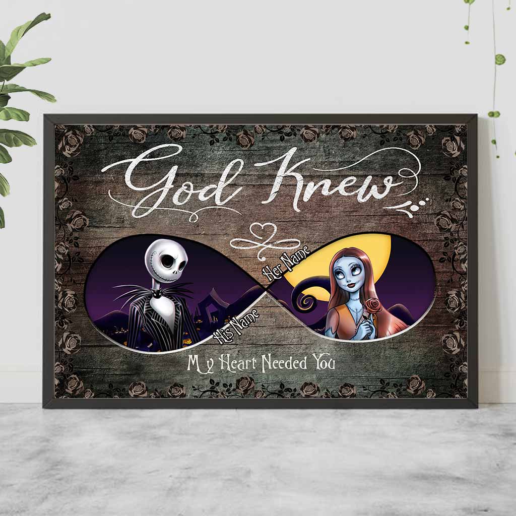 Personalized Nightmare Before Christmas Poster Gift for Couples Canvas and Poster GradoCreations