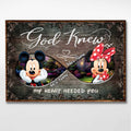 Personalized Mickey Mouse Heart Poster Custom Name Art Gift for Couples Canvas and Poster GradoCreations