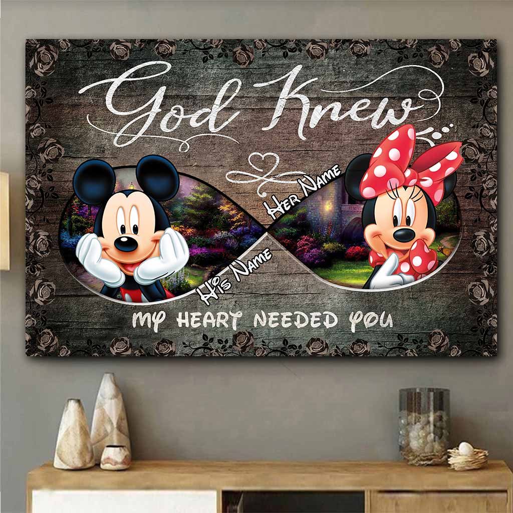 Personalized Mickey Mouse Heart Poster Custom Name Art Gift for Couples Canvas and Poster GradoCreations
