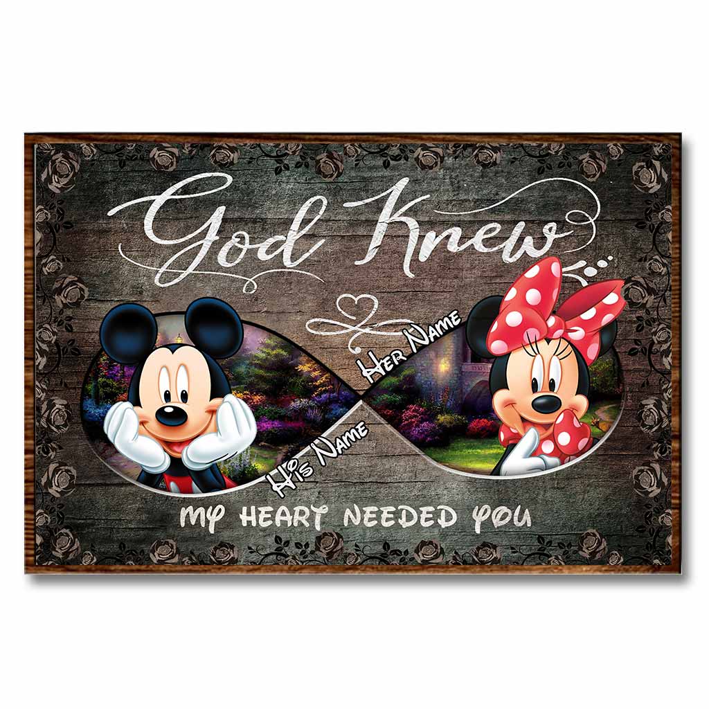 Personalized Mickey Mouse Heart Poster Custom Name Art Gift for Couples Canvas and Poster GradoCreations