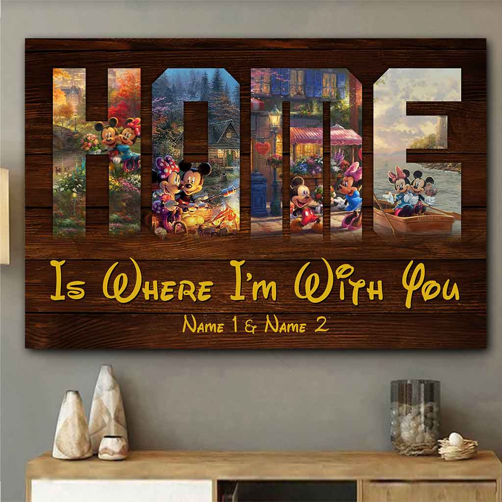 Personalized Couple Mouse Poster Home Is Where I'm With You Canvas and Poster GradoCreations