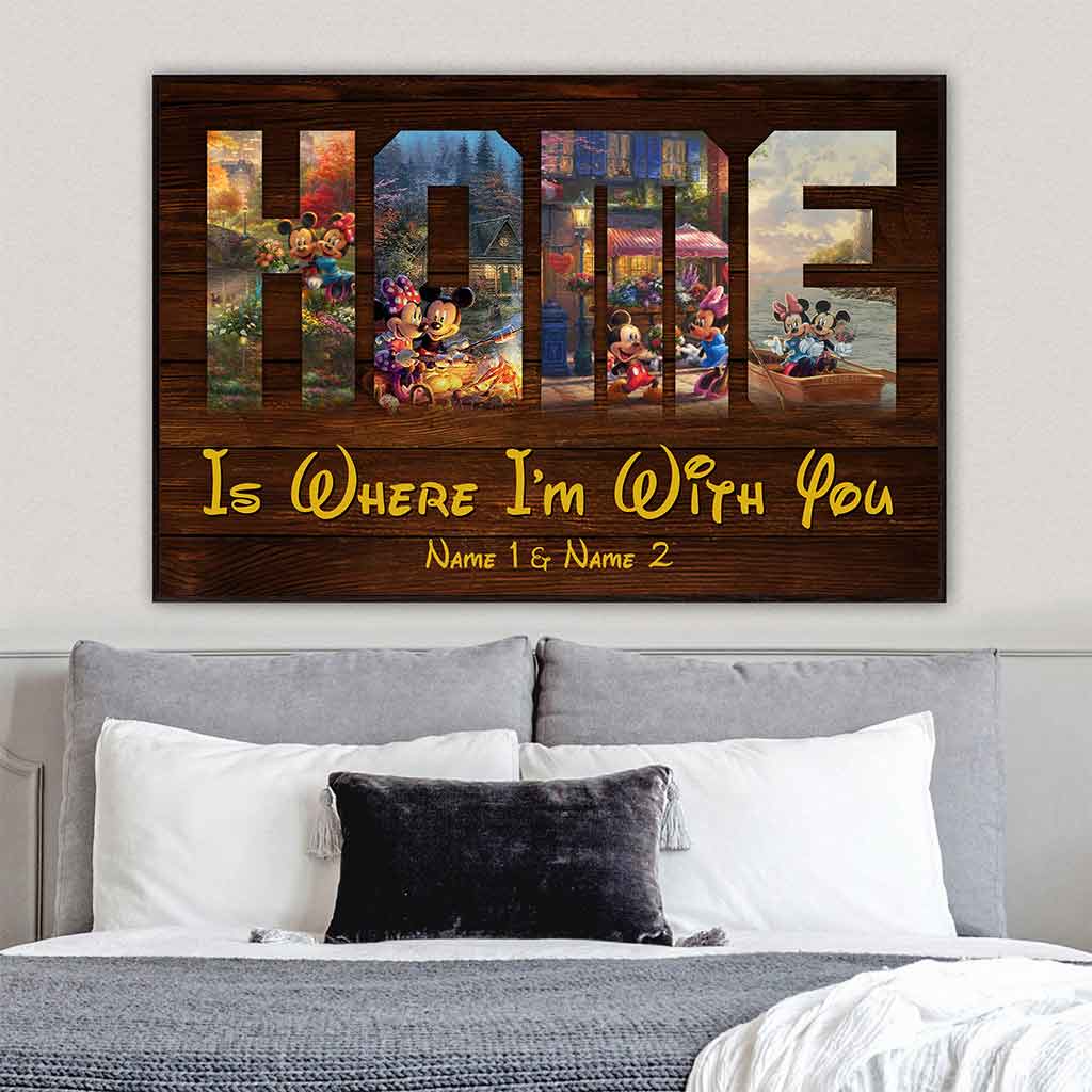 Personalized Couple Mouse Poster Home Is Where I'm With You Canvas and Poster GradoCreations