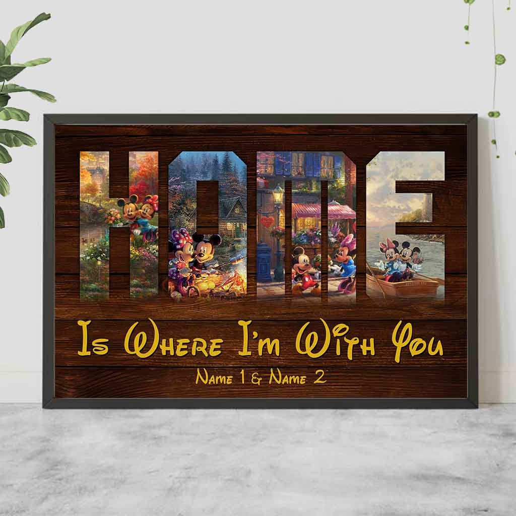 Personalized Couple Mouse Poster Home Is Where I'm With You Canvas and Poster GradoCreations