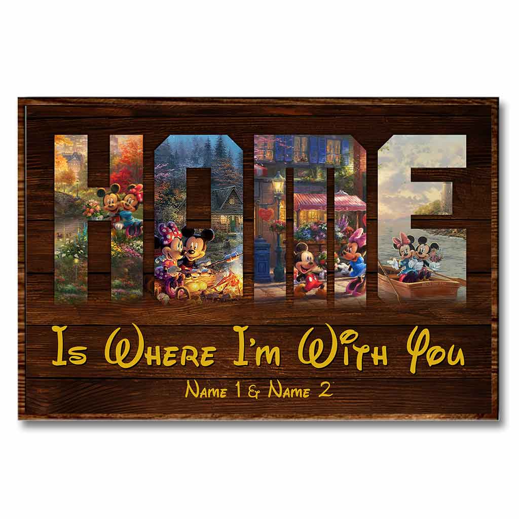 Personalized Couple Mouse Poster Home Is Where I'm With You Canvas and Poster GradoCreations