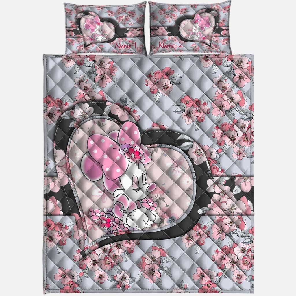 Personalized Mouse Quilt Set with Cute Floral Design for Kids Quilt Set GradoCreations