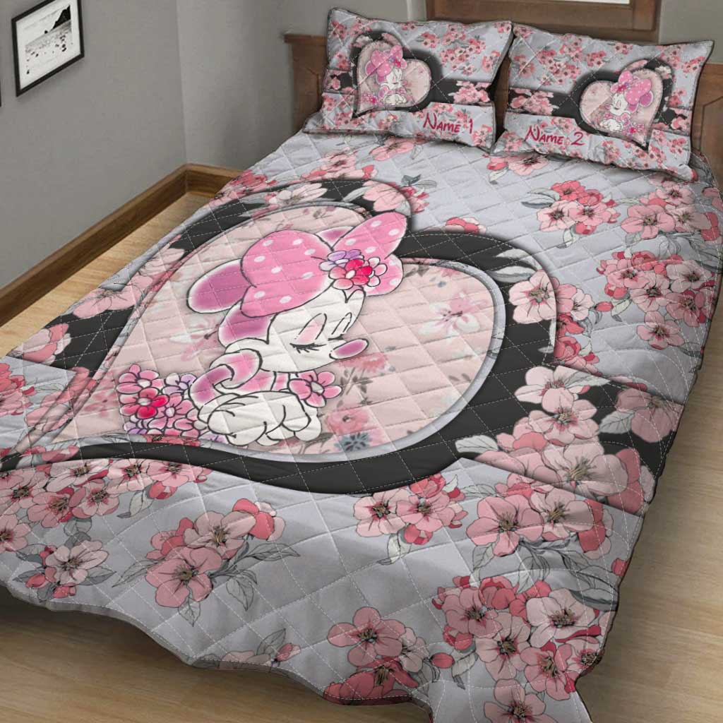 Personalized Mouse Quilt Set with Cute Floral Design for Kids Quilt Set GradoCreations