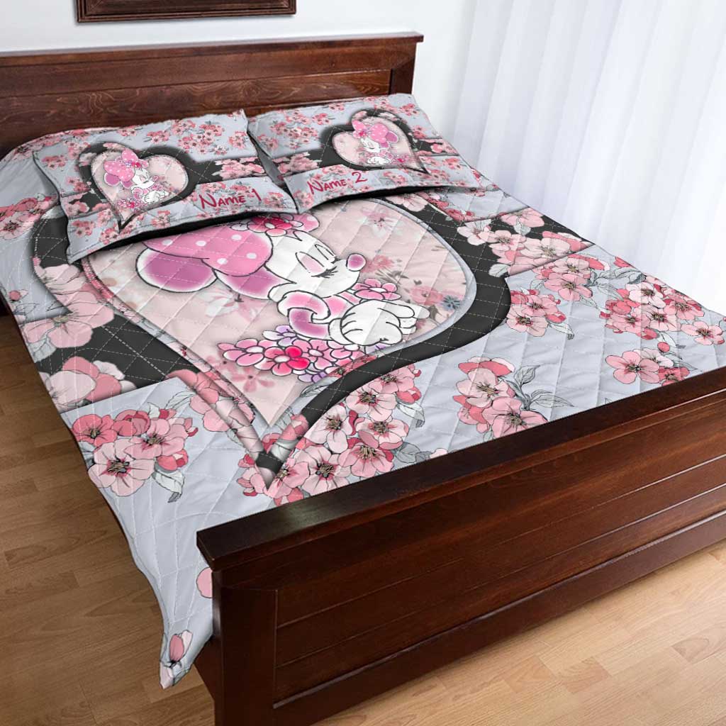Personalized Mouse Quilt Set with Cute Floral Design for Kids Quilt Set GradoCreations