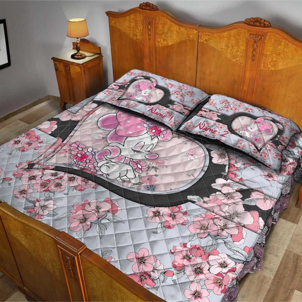 Personalized Mouse Quilt Set with Cute Floral Design for Kids Quilt Set GradoCreations