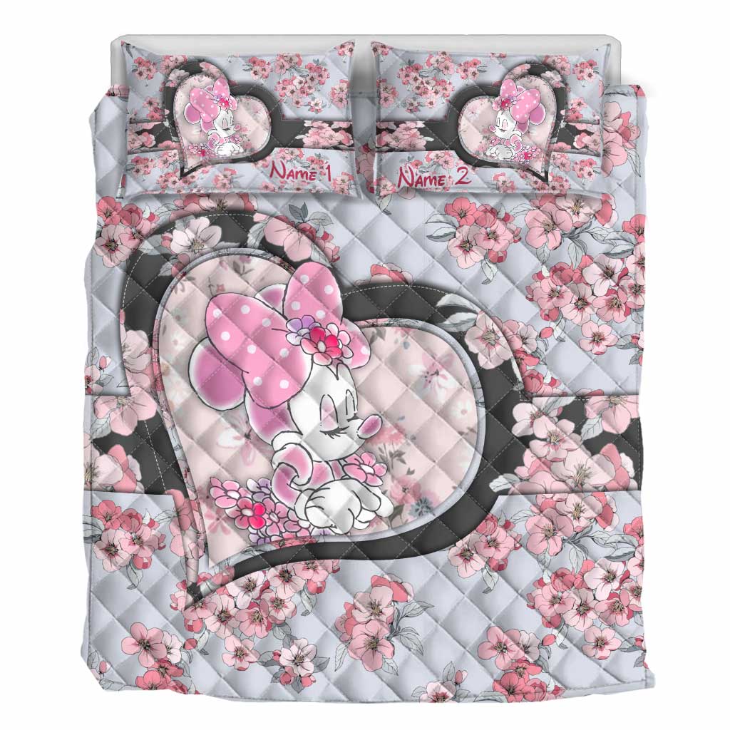 Personalized Mouse Quilt Set with Cute Floral Design for Kids Quilt Set GradoCreations