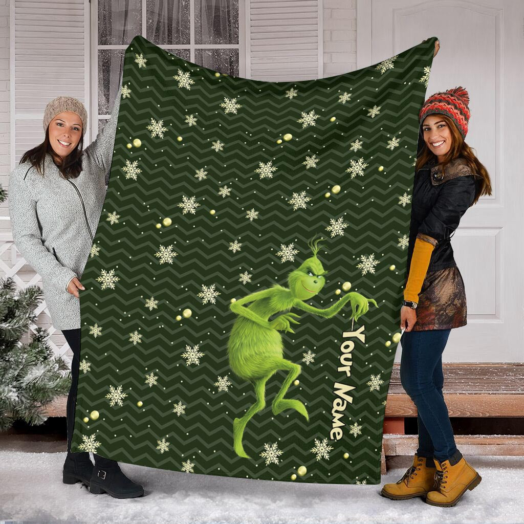 Personalized Grinch Blanket Custom Name Christmas Gift Blanket GradoCreations